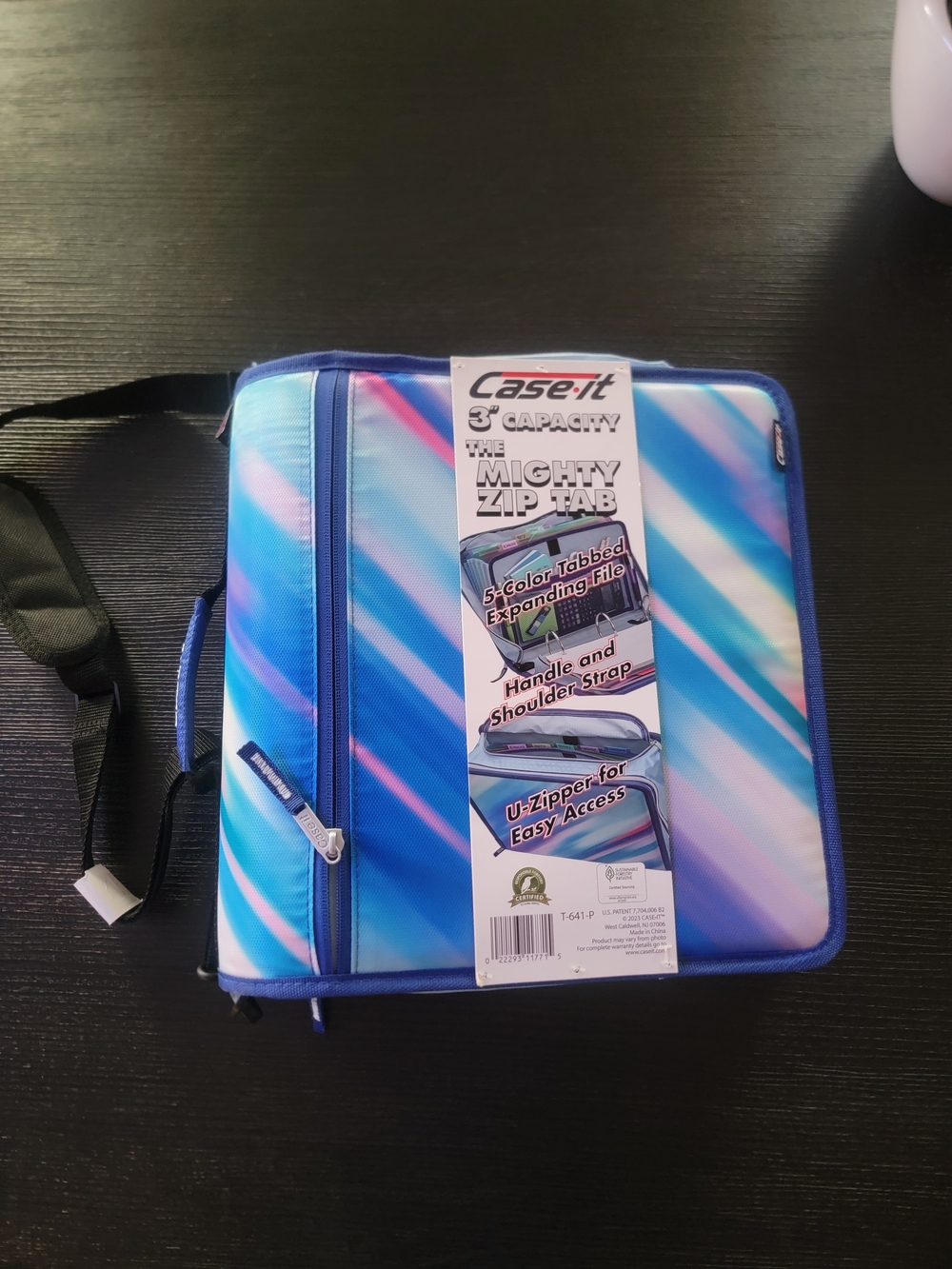 ️Case-It Mighty Zip Tab 3-inch Zipper Binder Teal Pink White Diagonal T-641-P